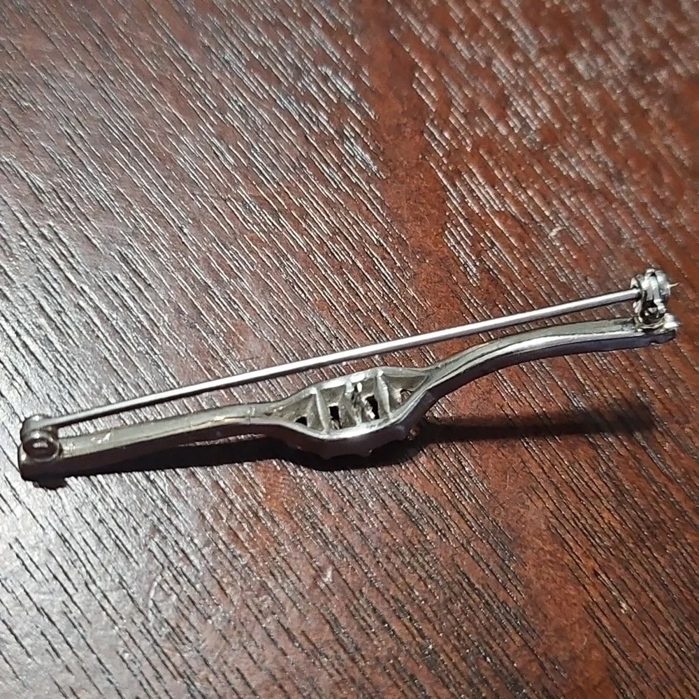 Elegant Silver Barrette with Rhinestone Brooch